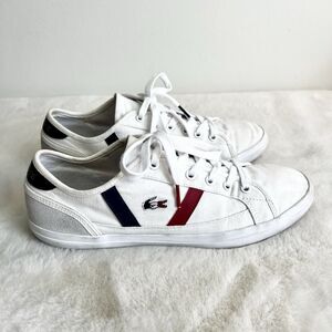 Lacoste Sideline Tricolor Ortholite Women’s Shoes Size 9 White Red Blue